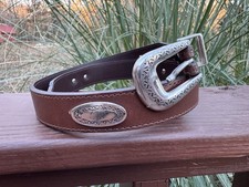Nocona Men  s Brown Leather Belt Top Hand Tapered Oval Conchos 36 Ranch Rodeo