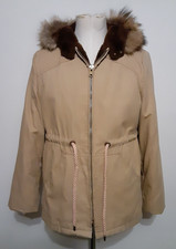 Vtg William Barry Struggle Gear Parka 42 Khaki Hooded Coat Faux Fur Made in USA