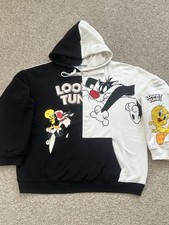 Looney Tunes Sylvester Tweety Bird Youth Graphic Print Hoodie Size 2XL 19 Y2K