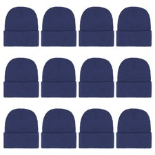 12-Pack Knitted Winter Beanie Hats for Men and Women, Warm and Cozy Cuffed Sk...