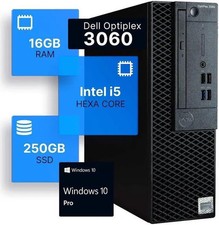 Dell Optiplex 3060 Desktop Intel i5-8500 3.2 16GB RAM 250GB SSD Solid State