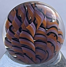 2026 BRYAN TRILLAS MARBLE HANDMADE SIGNED GLASS 0.85" FILIGREE UV LIGHT REACTIVE
