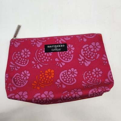 Clinique Marimekko Pink Purple & Orange Flowers Cosmetic Makeup Travel Bag READ