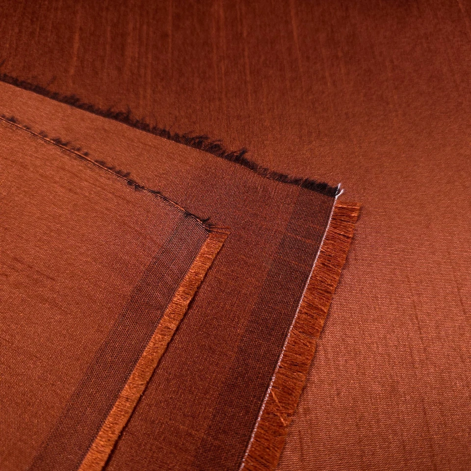 COPPER PENNY FAUX SILK POLY DUPIONI FABRIC 58" BY THE YARD COPPER BRICK BATINA - Image 3 of 4
