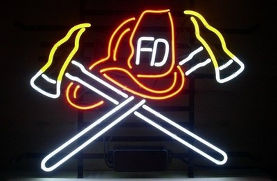 Firefighter Fire Department Neon Sign 17''x14'' Lamp Bar Beer Club Wall Room LJ