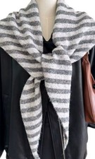 Gray White Striped Scarf Knit