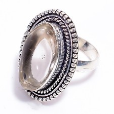 Natural Crystal Gemstone Handmade Jewelry 925 Sterling Silver Women Ring 8.75 US