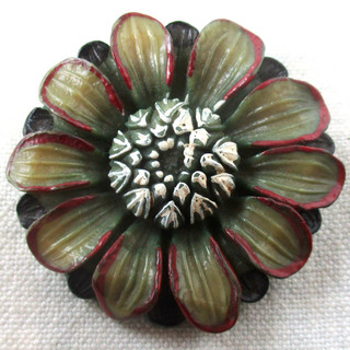 1 11/16" Vintage Molded and Painted Celluloid Flower Button