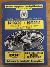 BRIDGEND v ROMANIA 1999 RUGBY PROGRAMME 