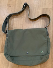 Lacoste Messenger Bag Laptop Canvas Cotton Army Green Carry All Large Alligator