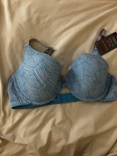 Maidenform One Fab Fit T-Shirt Bra 38D Demi Coverage Blue Geometric NWT 07959