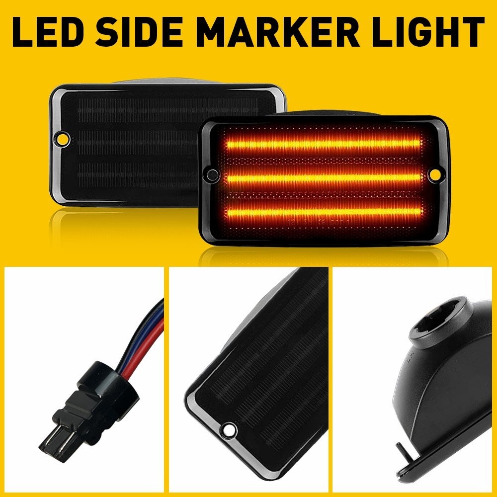 2pcs Smoked Len Amber LED Bumper Signal Light Fit For 97-06 Jeep Wrangler TJ EXD thumbnail 2