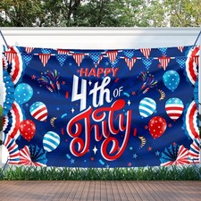 Large 4Th of July Decorations Banner Outdoor Patriotic Memorial Day Independence