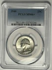 1940 WASHINGTON QUARTER PCGS MS 66+