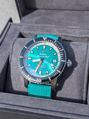 Zodiac Super Sea Wolf Compression ZO9305 Seafoam Automatic Taucheruhr Full Set