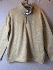 Wrangler Authentics Sweater Mens Med Heather Green Quarter Zip Fleece Pullover