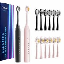 2 Pack Electric Toothbrush Set, Comes with 12 Brush Heads 2 Electric Toothb...