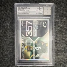 Brett Favre Topps 2008 Chrome Refractor Flight to 420 Game Used Jersey /199