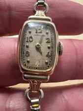 Vintage Ladies Hamilton Watch - Working & Operational - 10K Gold Filled Art Deco