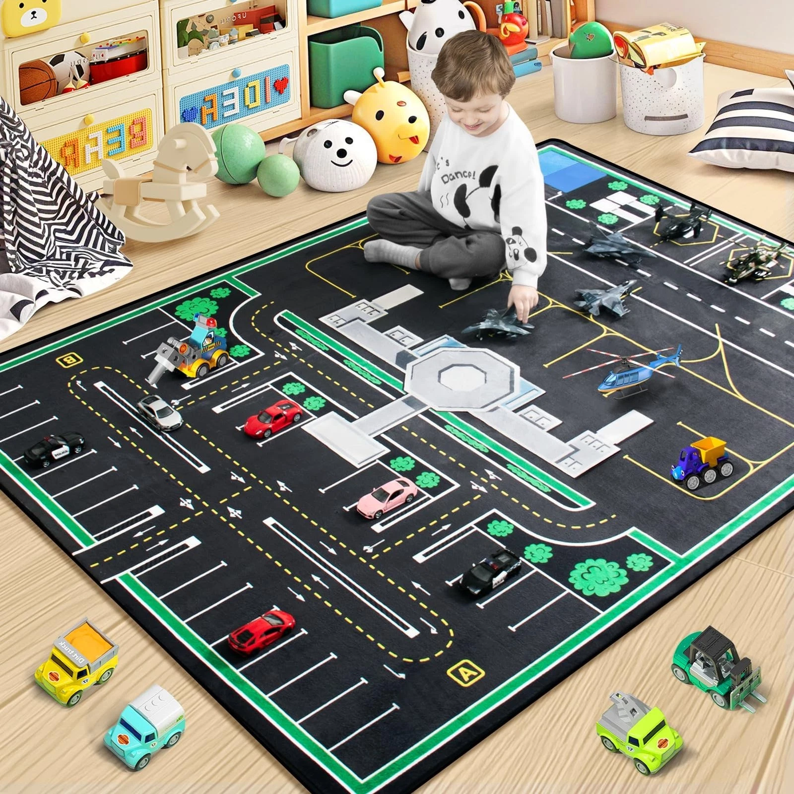 Kids Rug, Road Carpet for Kids with Combined City Road Traffic System,Car Rug...