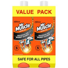 Mr Muscle Drain Unblocker, Sink & Drain Cleaner, Duo Pack, (2 X 1L) Works 3x