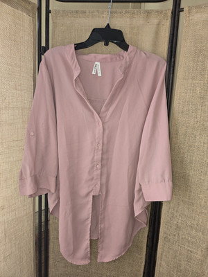 Women's Live 4 Truth Pink Tie Front Long Sleeve Blouse Size 1X