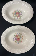 Vintage 9Inch Homer Laughlin Eggshell Floral Design Oval Bowl