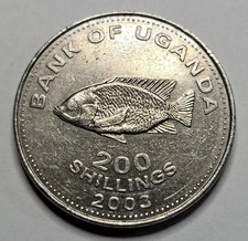 2003 Bank of Uganda 200 Shillings - Copper Nickel Coin - Ugandan - World Coin 