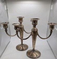 Sterling Silver Vintage Pair of Weighted Candelabra By M. Fred Hirsh 1157