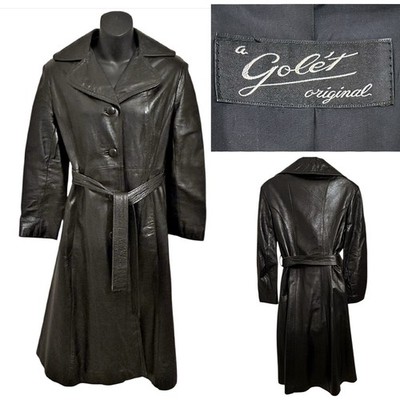 Vintage Golet Leather Coat Womens 6 Brown Black Mid Century 50s 60s Gole't