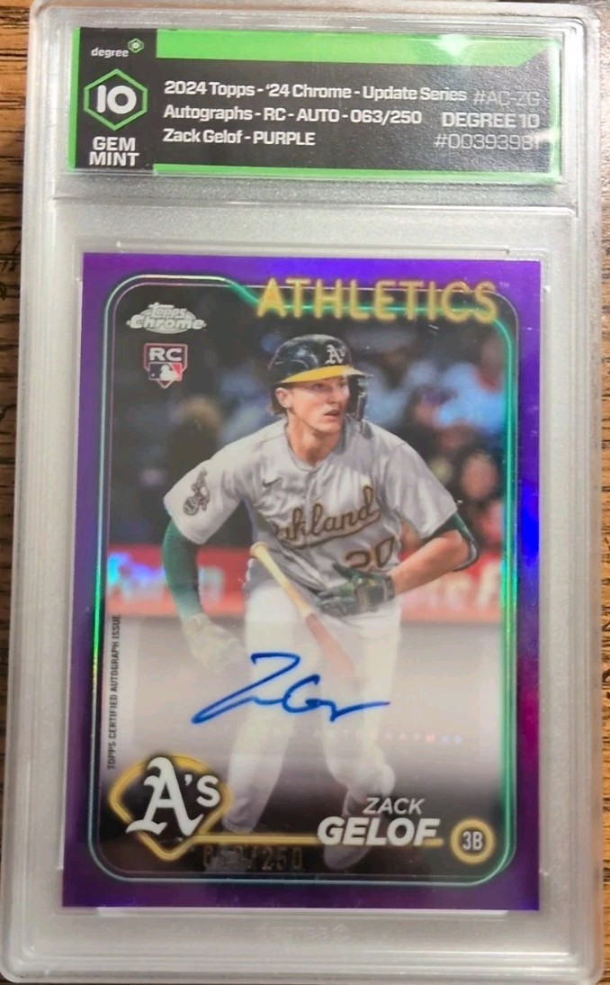 2024 Topps Chrome Update - Autographs Zack Gelof #AC-ZG Purple Refractor /250 RC