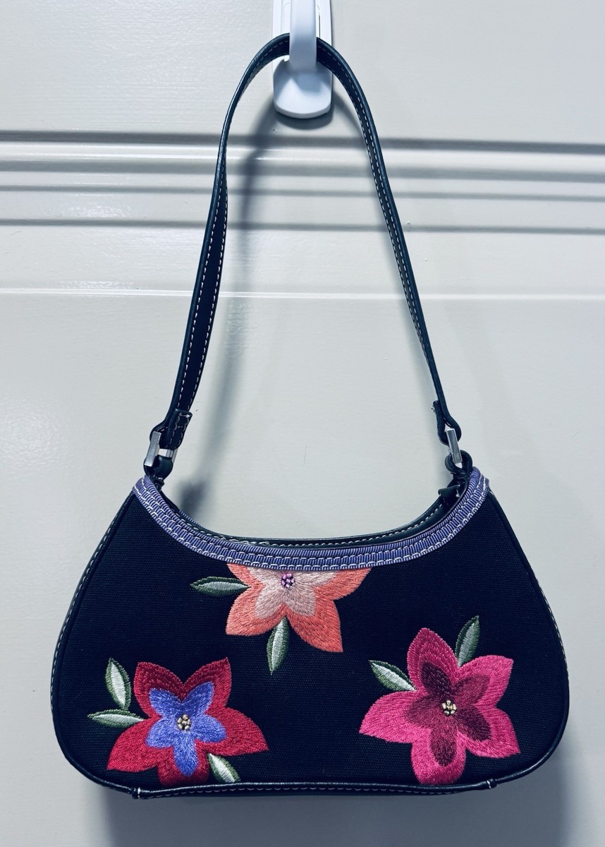 Liz Claiborne Embroidered 3 Flower Small Handbag | eBay