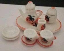 12 PCS 1:12 Dollhouse Miniature Ceramic Tea Set Decoration Accessories