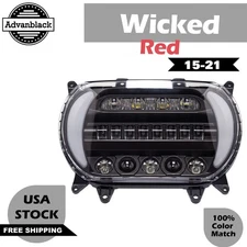 Wicked Red "ATTACK" LED Headlight Fits Harley Road Glide FLTR 15-21