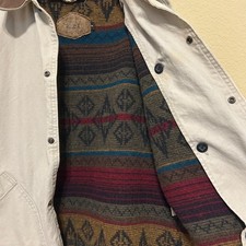 VTG Woolrich Barn Coat Mens Medium Wool Aztec Blanket Lined Canvas Barn Made USA