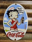 VINTAGE COCA COLA PORCELAIN SIGN OLD BETTY BOOP COKE DRINK BEVERAGE SODA POP