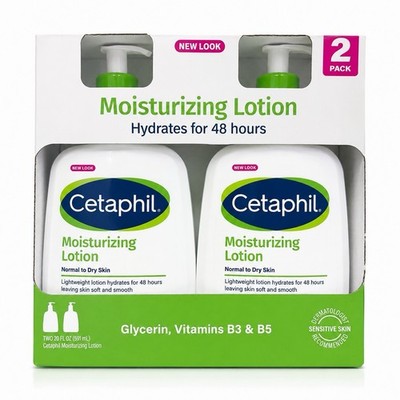 Cetaphil Moisturizing Lotion, Dry to Normal Sensitive Skin, 20 fl oz (2 Pk)