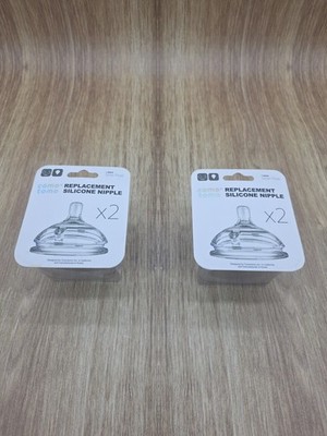 Lot of 2 Comotomo Replacement Silicone Nipples Slow Flow 1 Hole 0-3M NIP New