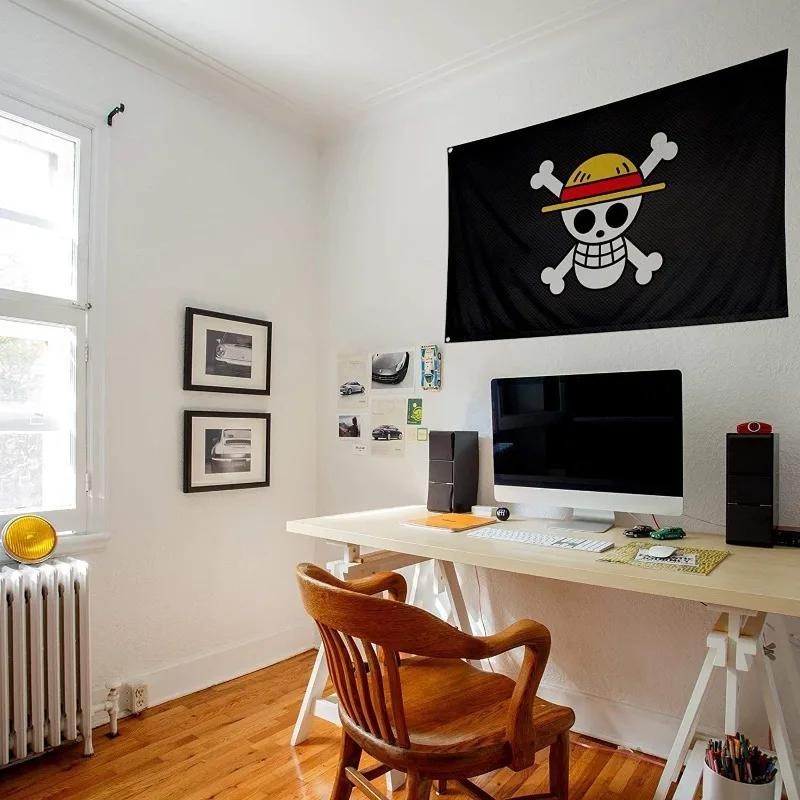Sombrero de paja de Luffy de una pieza de 3x5 pies bandera pirata bandera...