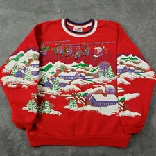 Nut Cracker Christmas Sweatshirt Womens L/XL Ski Lift Santa Puffy 3D VTG USA