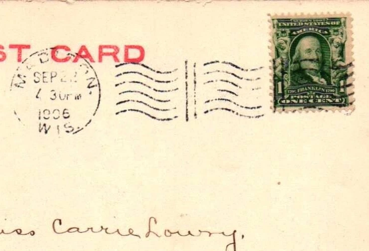 MADISON, WIS 1906 TO LAFROSSE WIS WITH US 1902 Stamp Scott # 300 Franklin 1c - Image 2 of 3