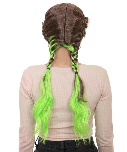 Briaded Wig | Brown Green Cosplay Halloween Wig WH-1420 - Picture 4 of 9