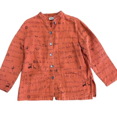 VTG Chicos Red Woven Jacket Ethnic Navajo Tribal Southwest Lightweight Large XL