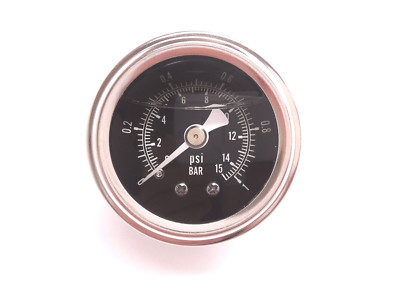 RSR Benzindruck Manometer Anzeige + Ölgefüllt 1Bar SCHWARZ Druckmanometer 16V RS