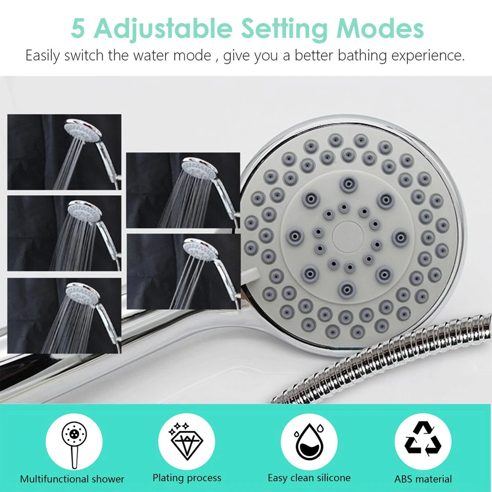 Duschkopf Hochdruck Handbrause Duschbrause Wassersparend mit 1.5m Schlauch 5Modi - Bild 2 von 4