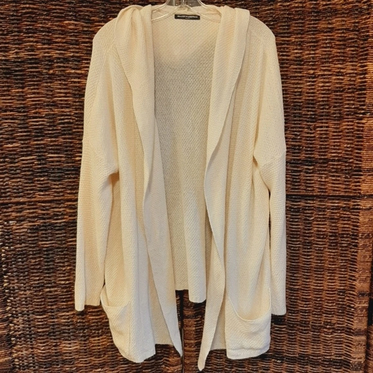 Brandy Melville One Size Ayara Knit Hoodie Cardigan Sweater Cream Longline  Boho