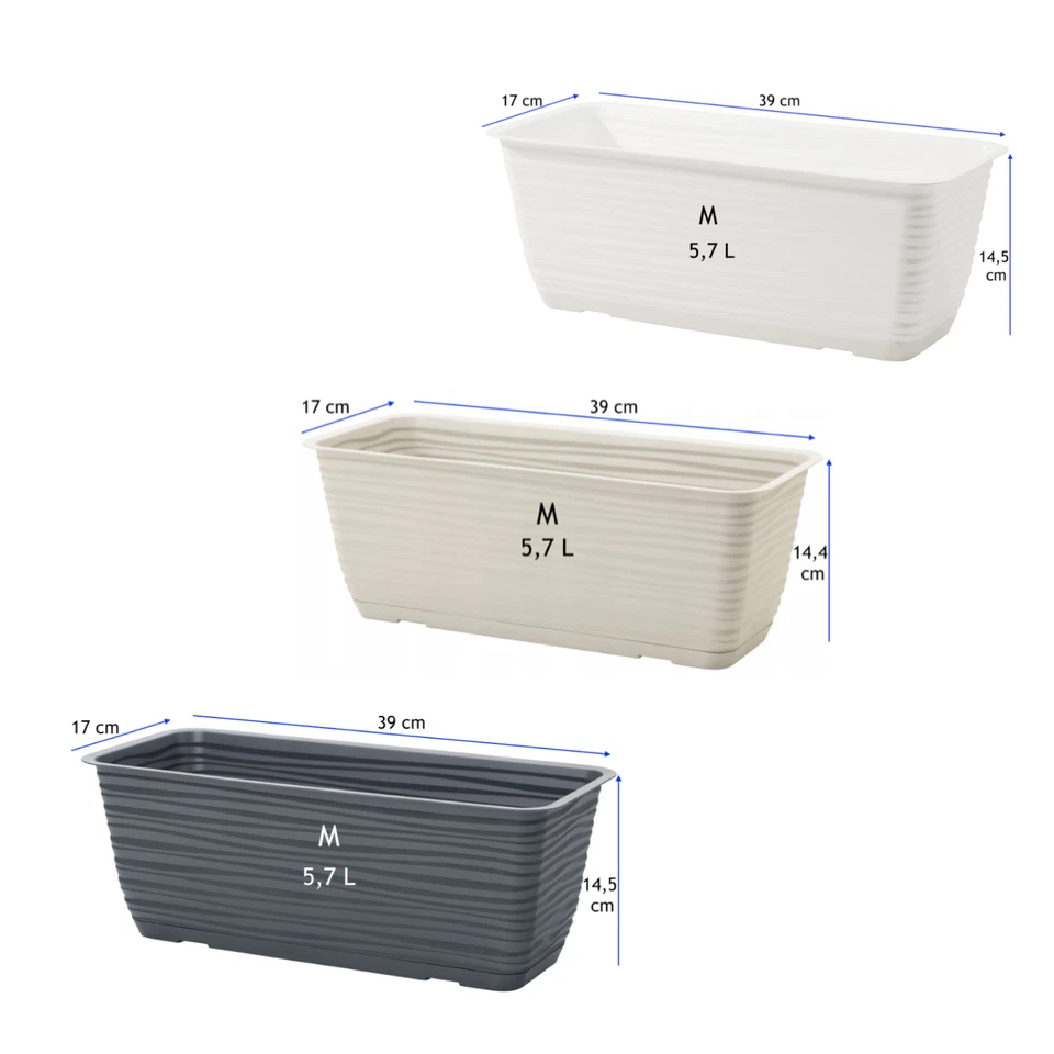 Blumenkasten mit/ohne Halter Balkonkasten Wellen Untersetzer (3Farben; 4 Größen) - Bild 2 von 4