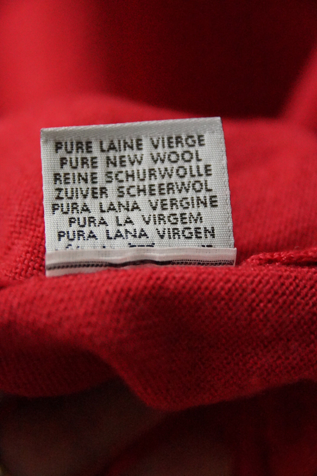 LACOSTE Vtg Red Wool Jumper 45" Chest Mens Sweater Woolmark Virgin Wool Knitwear image 6