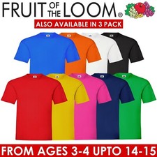 Fruit Of The Loom Children Boys Girls T Shirts Cotton Plain Short Sleeve Tee Top