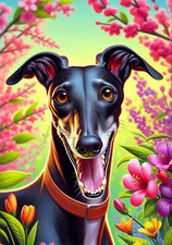 Greyhound Black Springtime II Flag